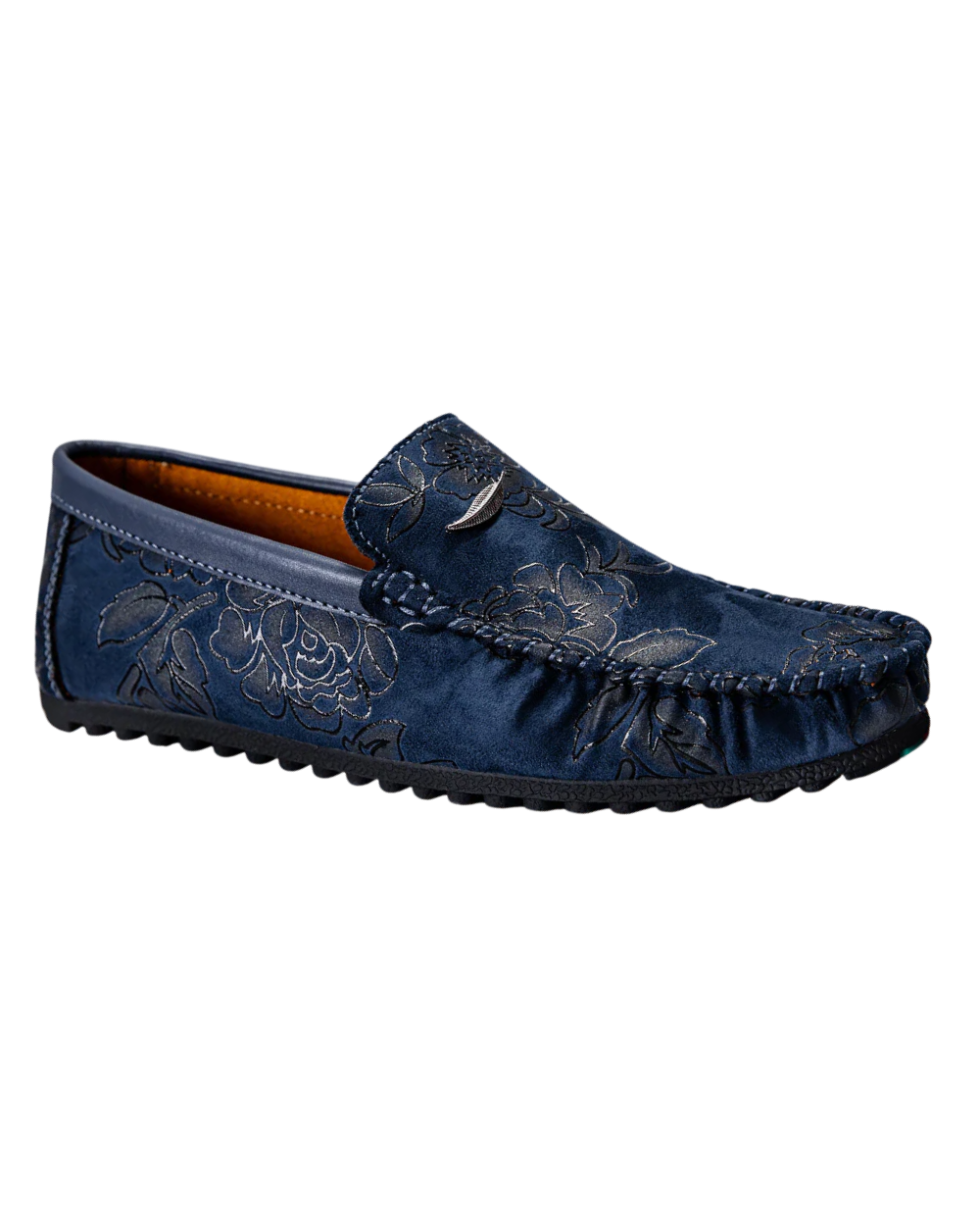Loafers de Couro com Padrão Floral
