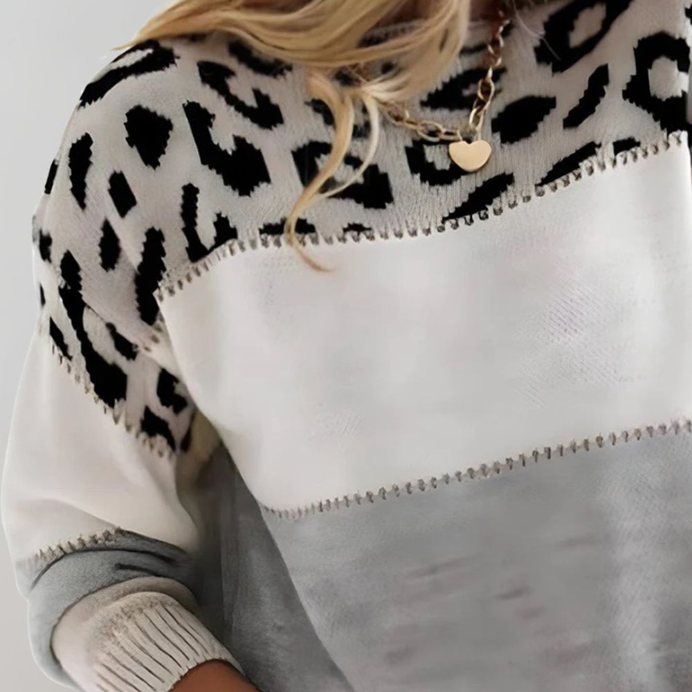 Charlene – Pullover Casual com Padrão Leopardo