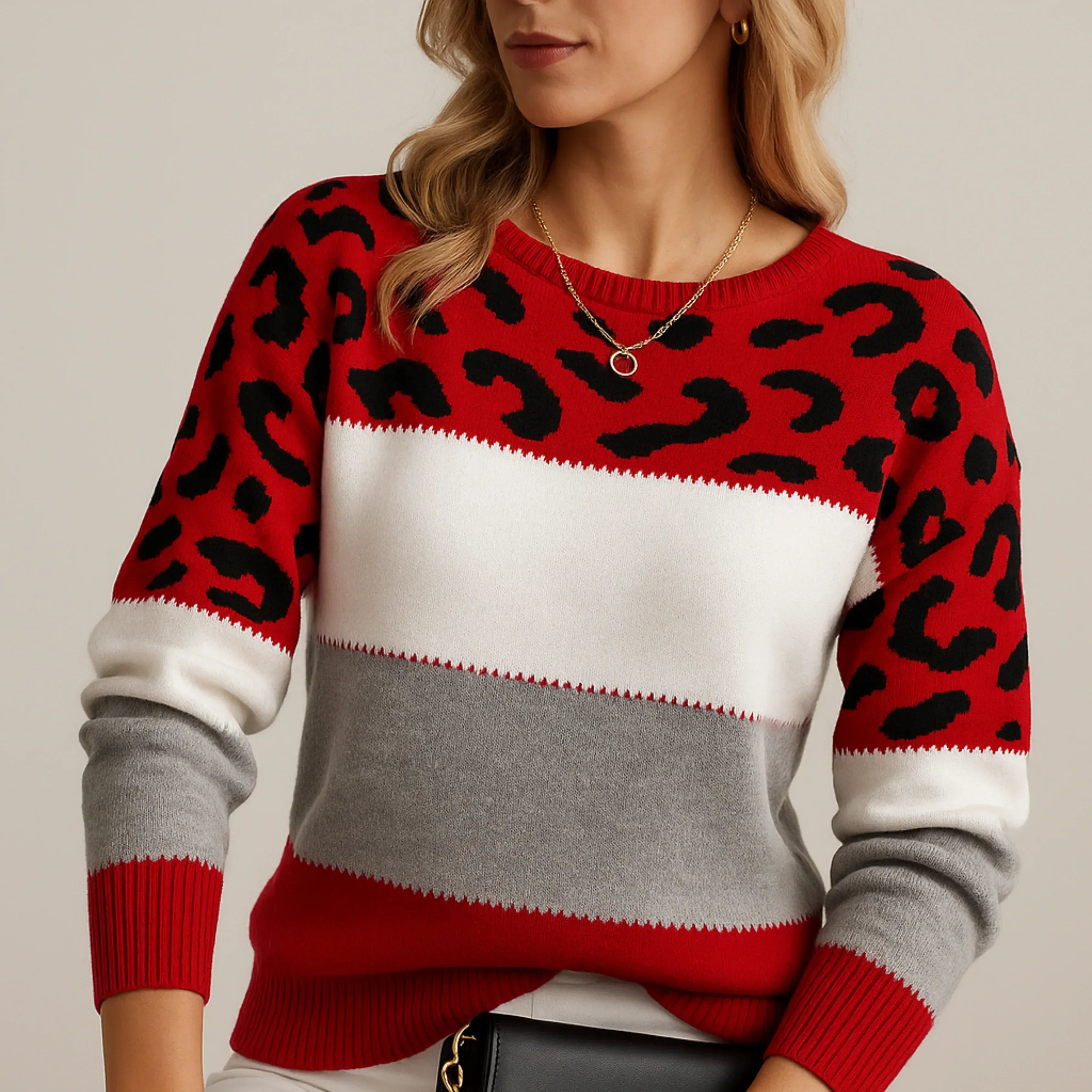 Charlene – Pullover Casual com Padrão Leopardo