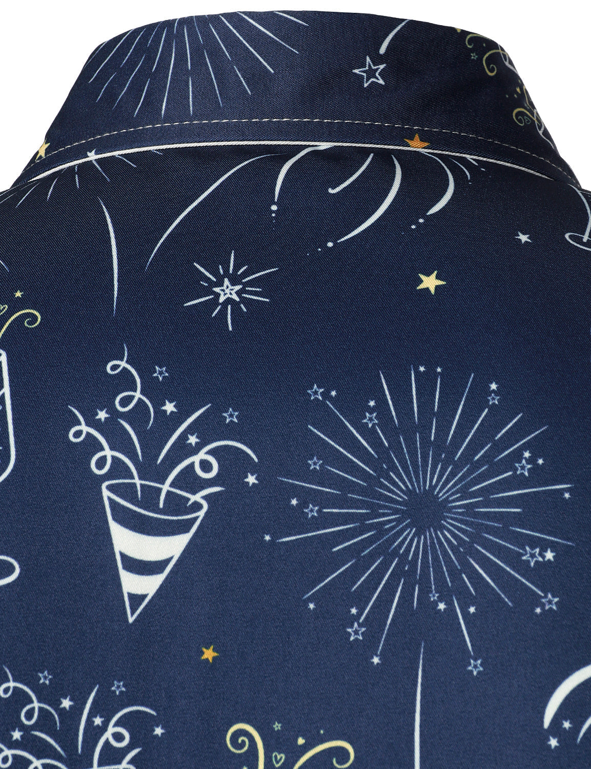 Camisa de Manga Longa Azul para Festa de Fim de Ano de Fogos de Artifício