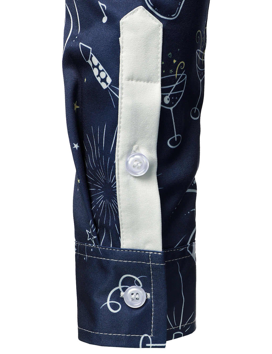 Camisa de Manga Longa Azul para Festa de Fim de Ano de Fogos de Artifício