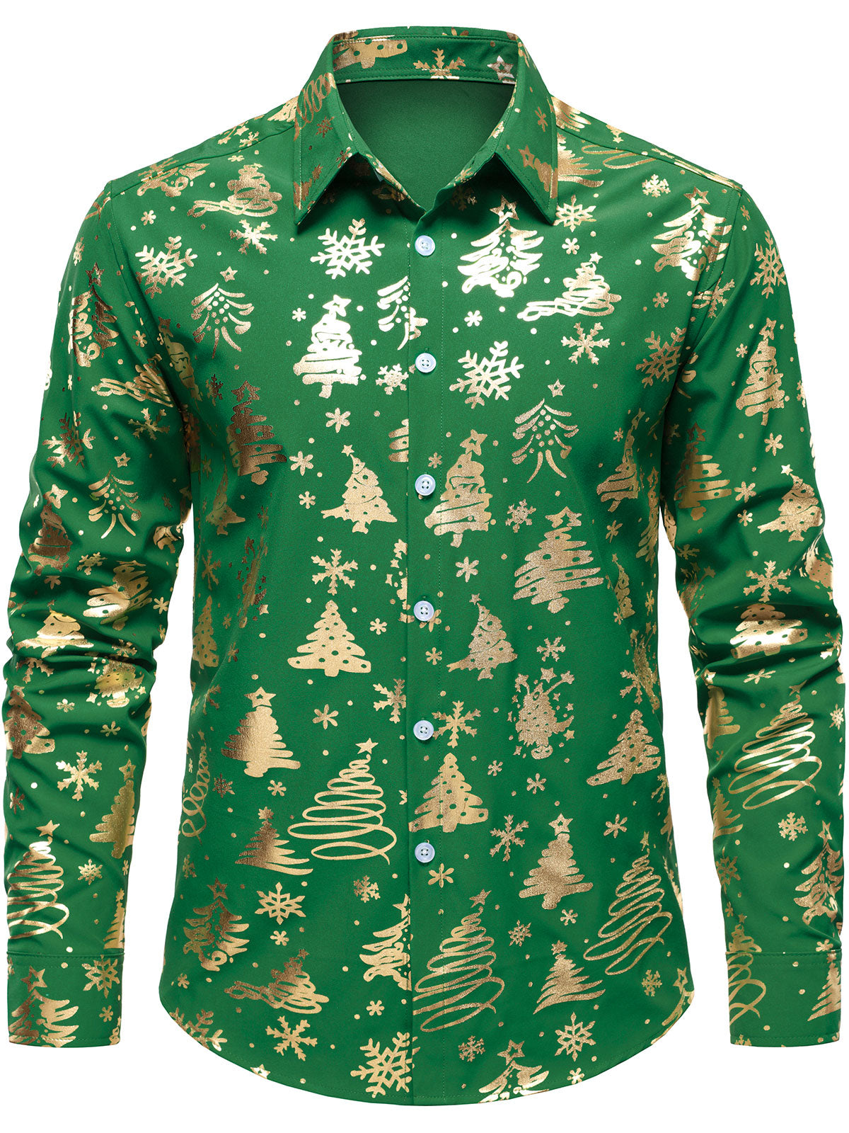 Camisa de Manga Longa Regular Fit Verde Herre Guld Juleprint