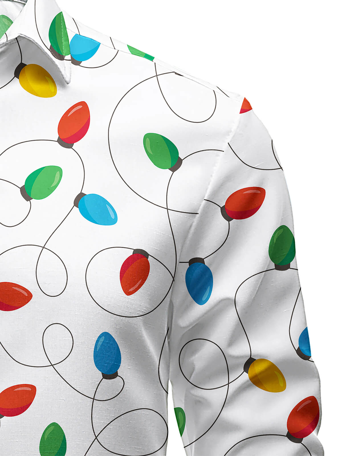 Camisa de Natal de Manga Longa para Homem com Luzes de Fada