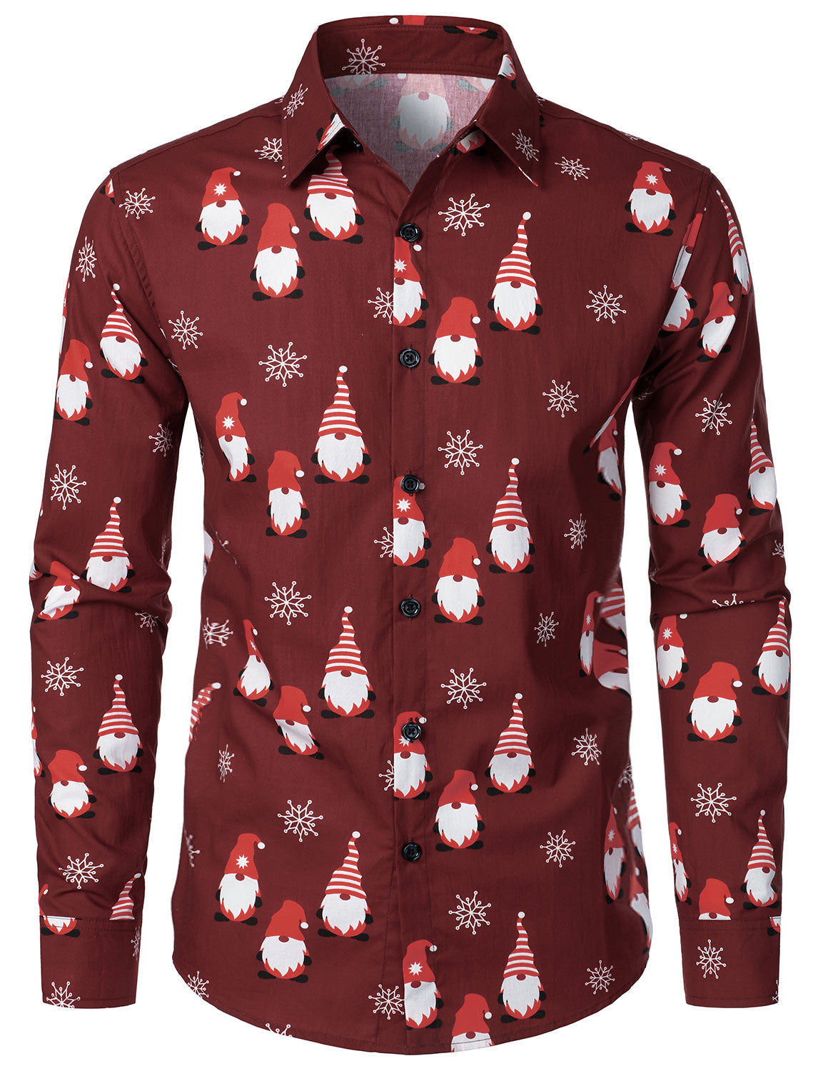 Camisa de Manga Longa de Algodão Vermelha Doce de Natal para Homem