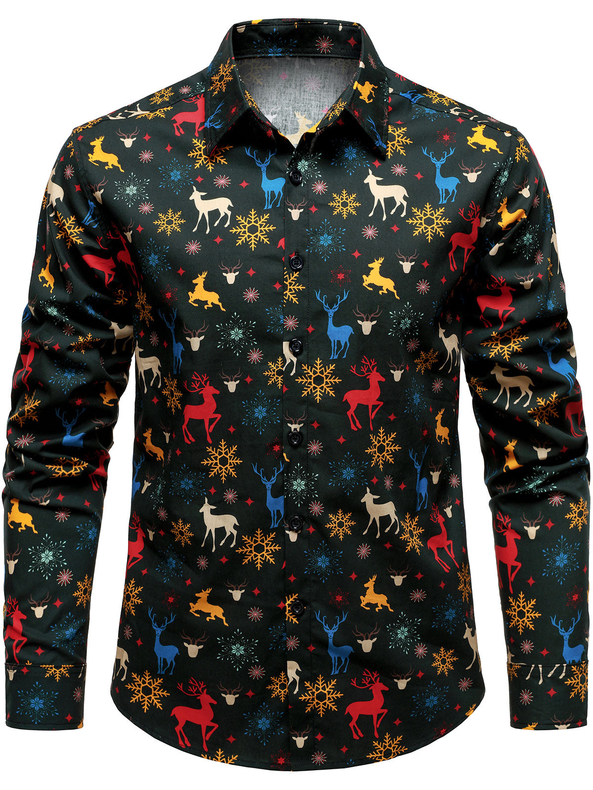 Camisa de Manga Longa para Homens com Tema de Natal, Festiva e de Rena