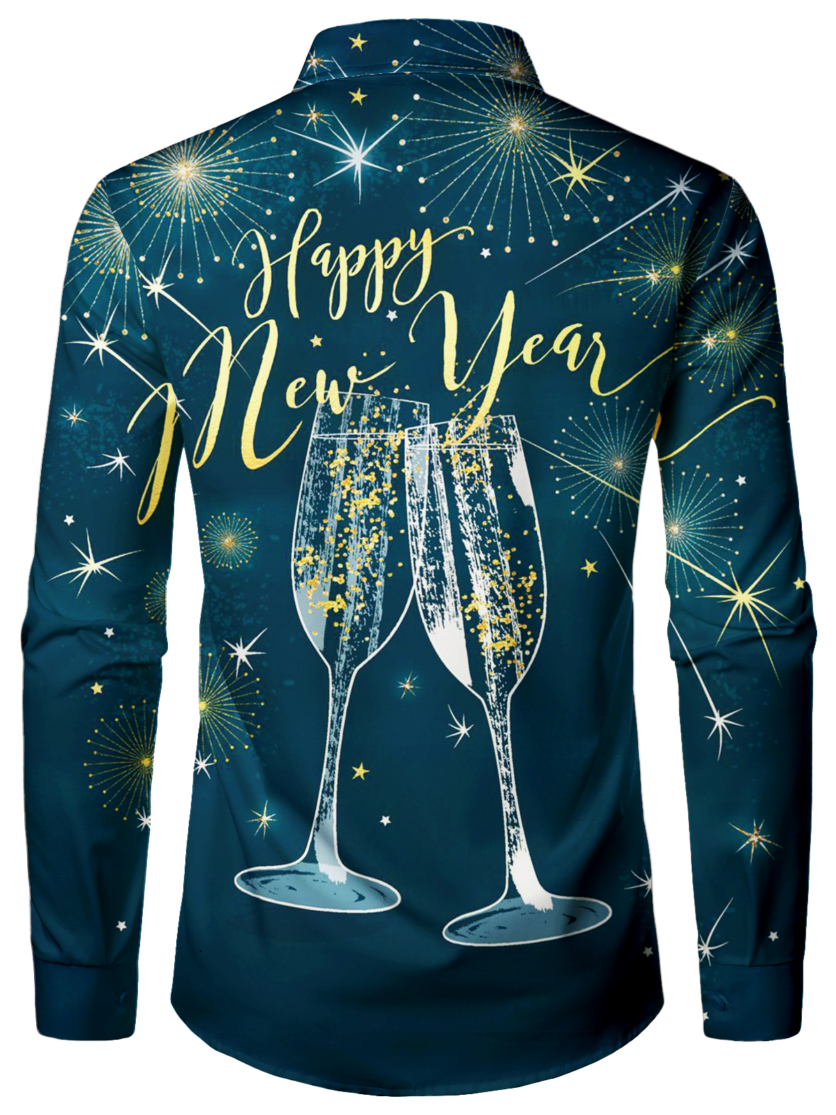 Camisa de Manga Longa para Homens de Cocktails de Natal na Véspera de Ano Novo