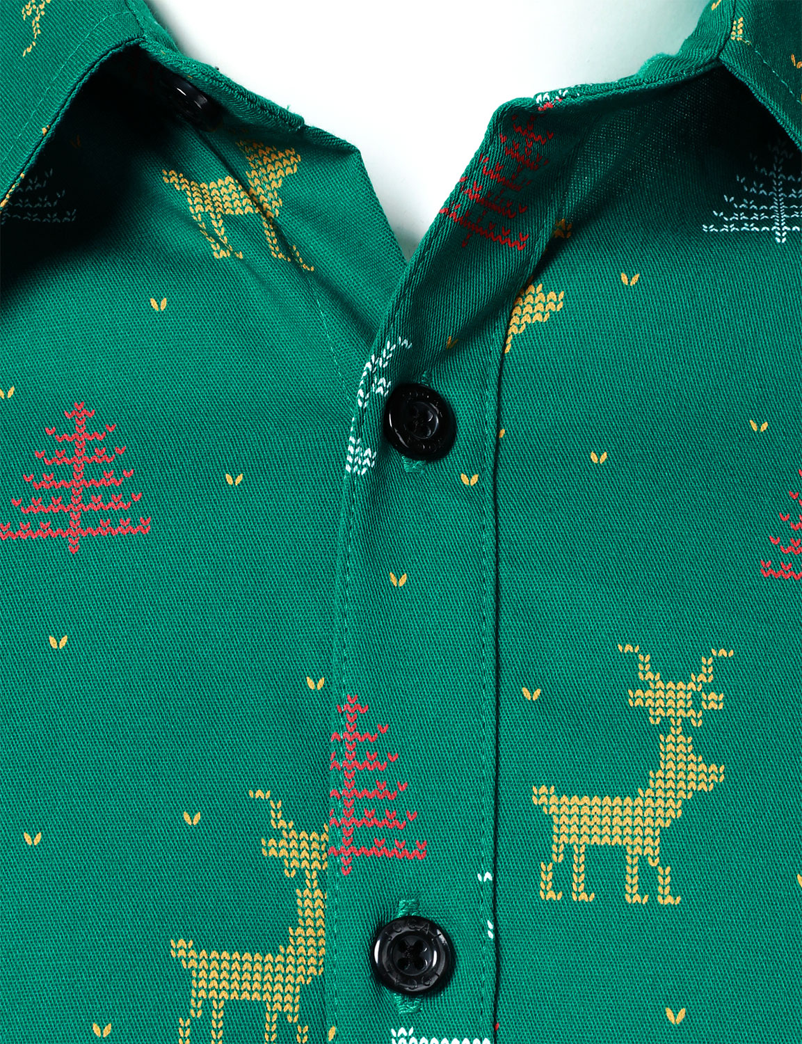 Camisa de Manga Longa Verde com Impressão de Alce de Natal para Homem