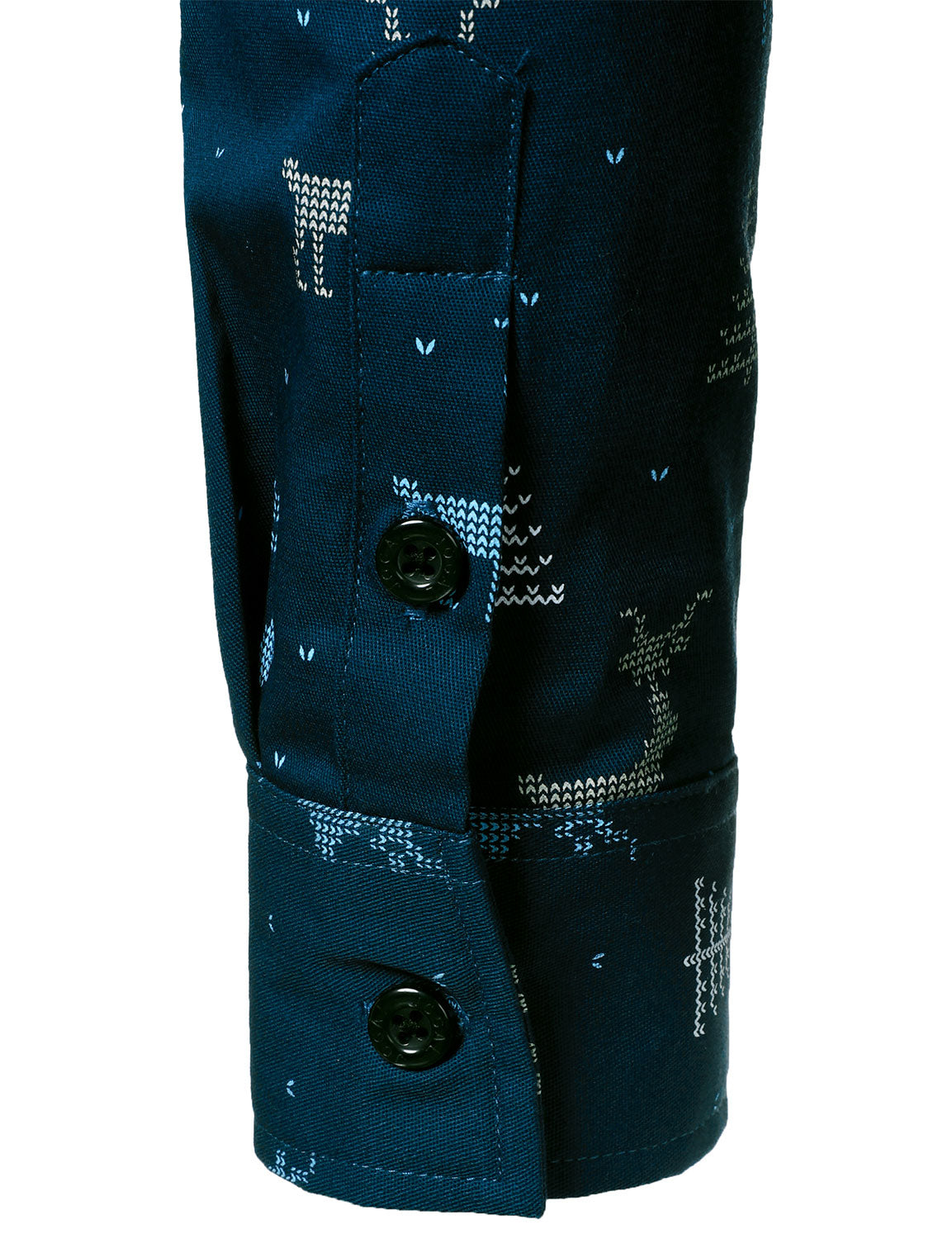 Camisa de Manga Longa Masculina com Estampa de Alce de Natal Respirável Azul Marinho