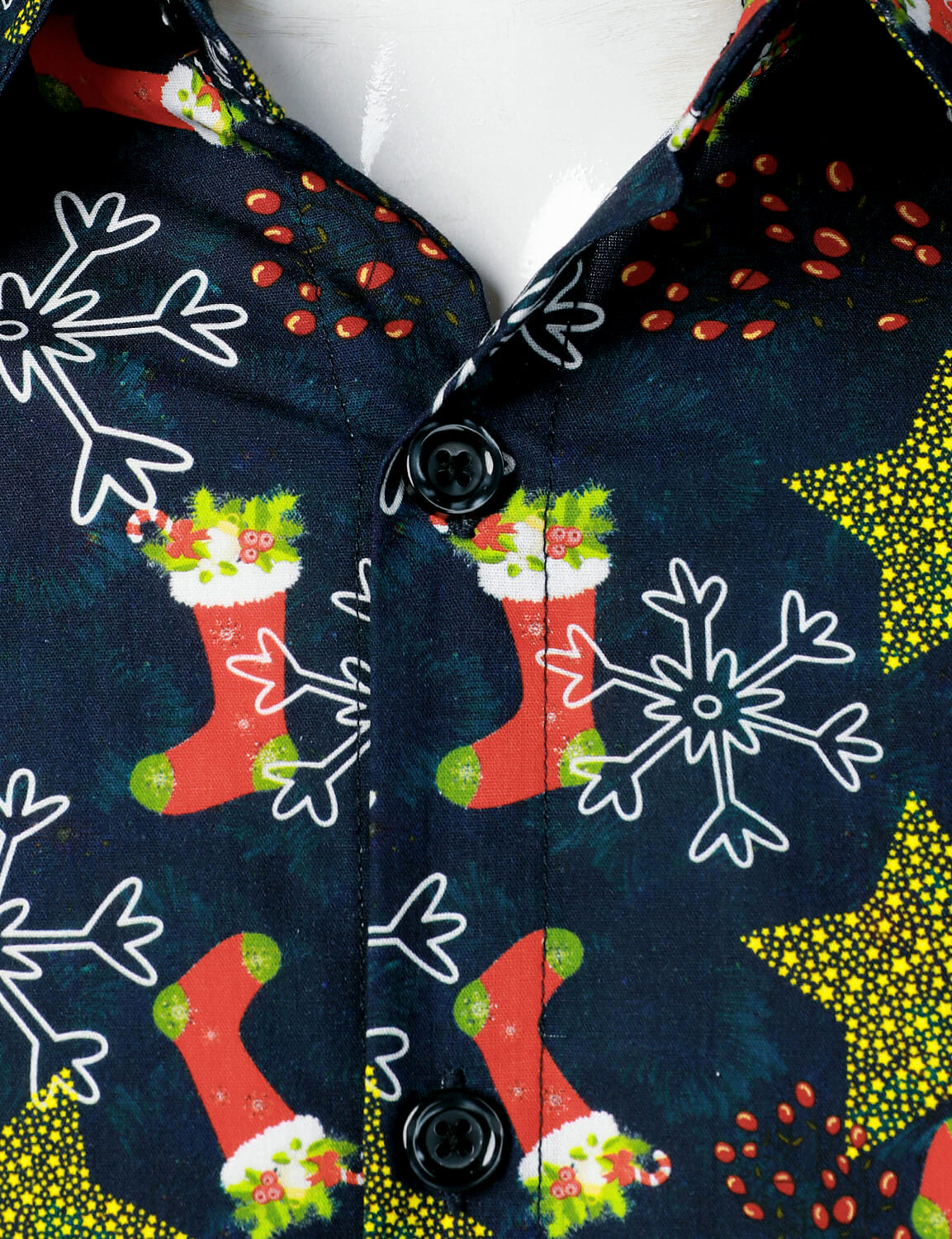 Camisa de Manga Longa de Algodão para Homens com Estampa de Natal