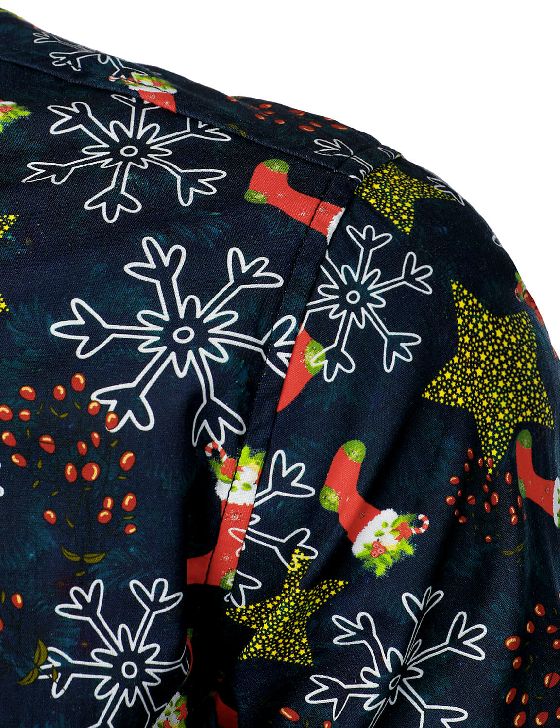 Camisa de Manga Longa de Algodão para Homens com Estampa de Natal