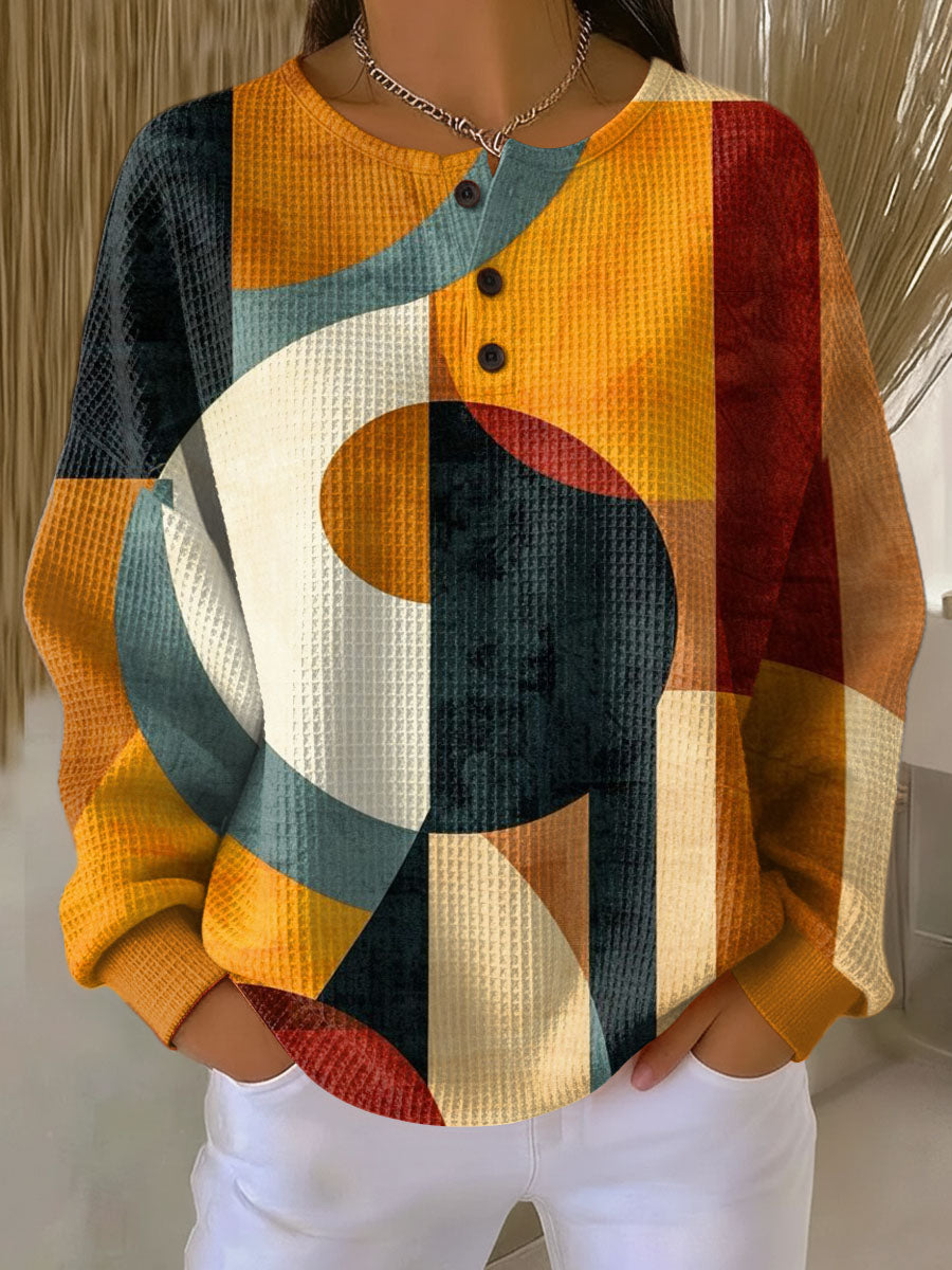 Lærke™ - Sweater de waffle com padrão geométrico