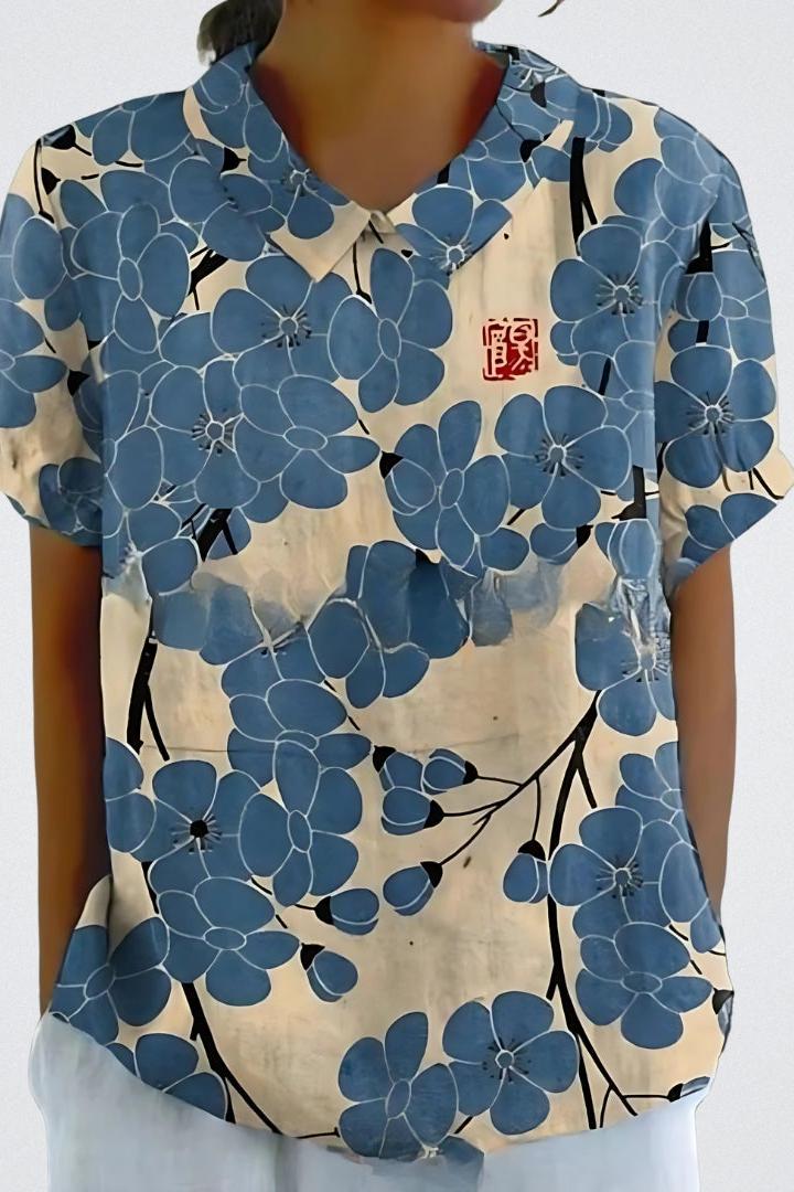 Laura | Blusa de flores azuis