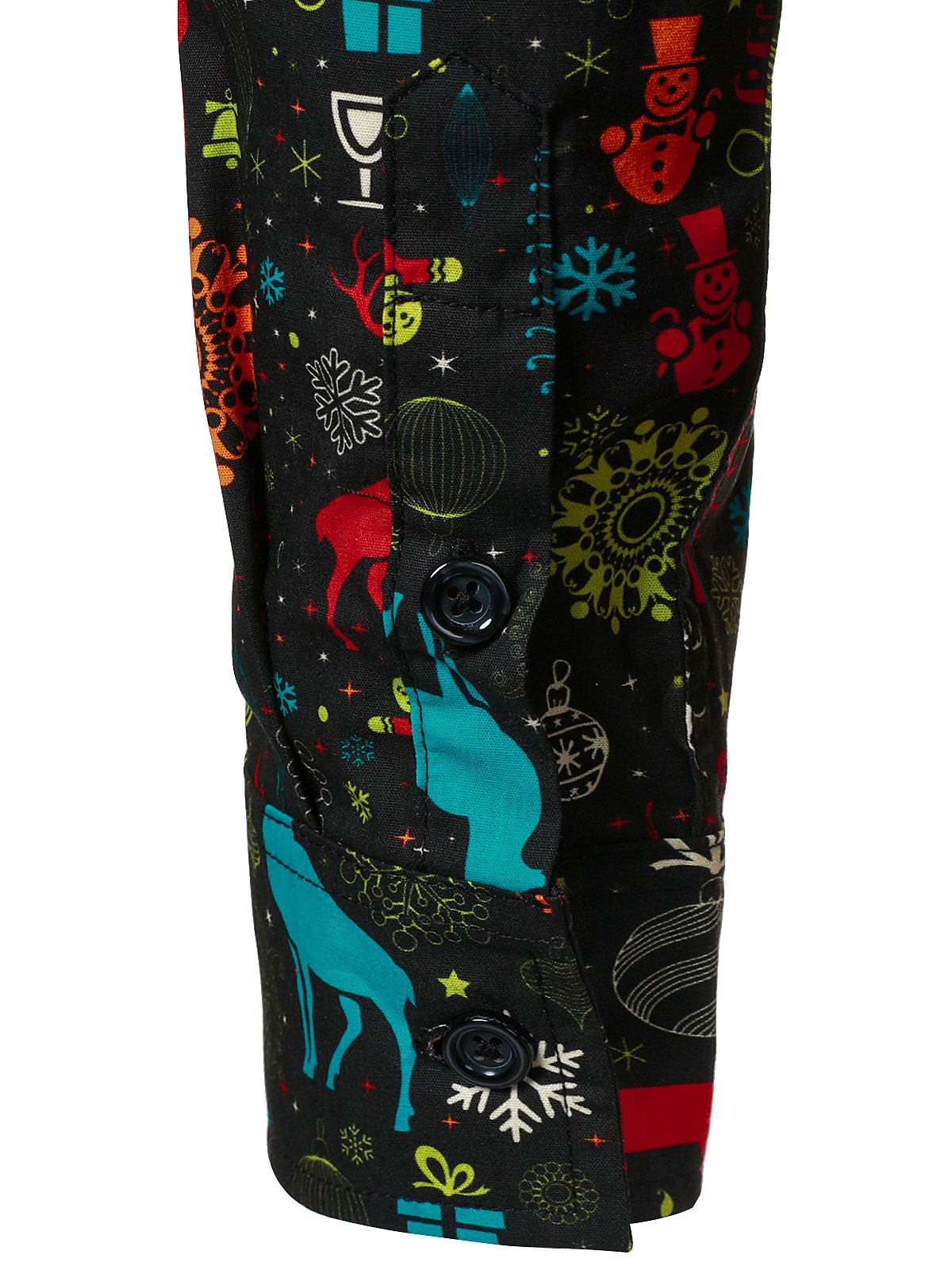 Camisa de Manga Longa de Natal Divertida para Homens com Renas e Flocos de Neve