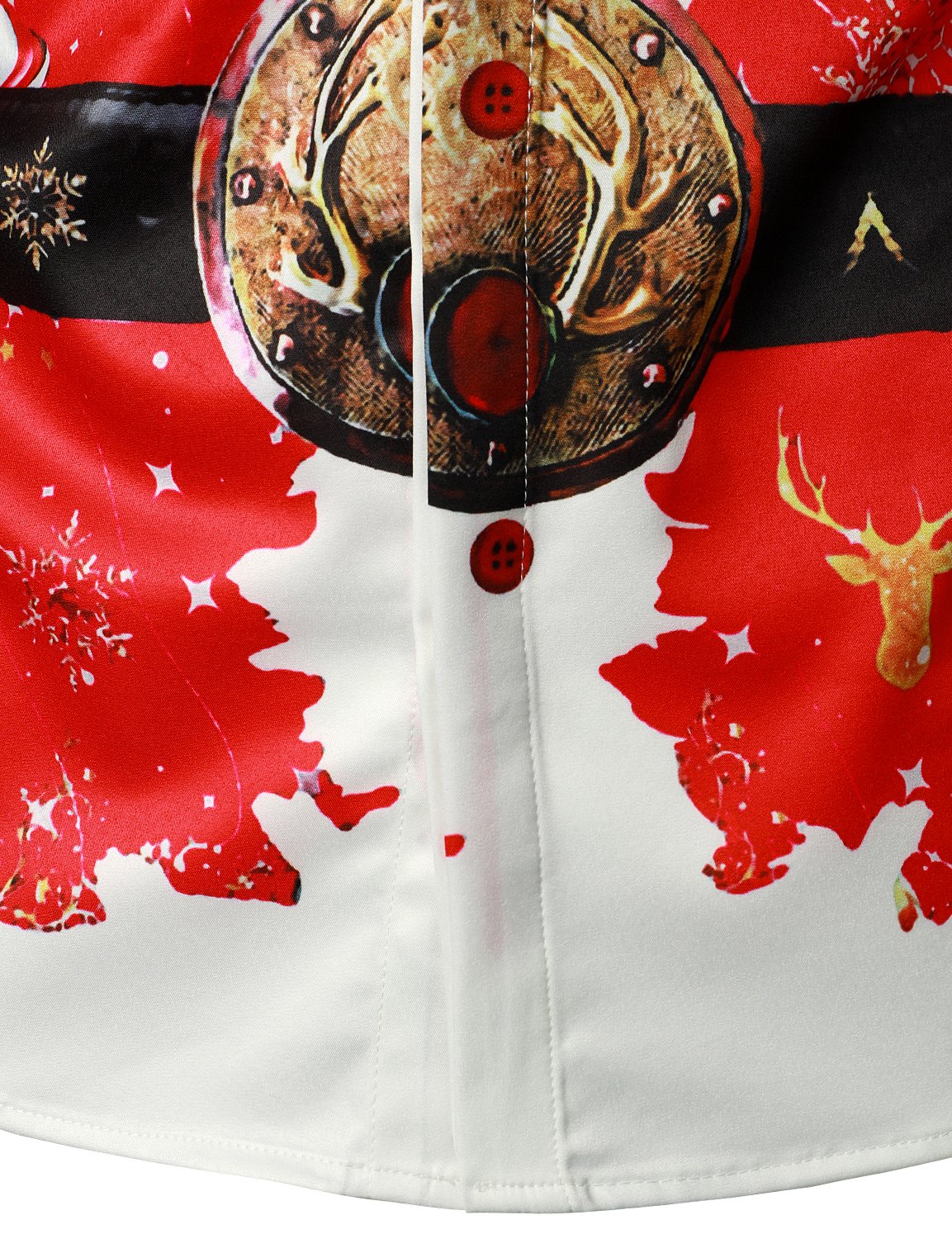 Camisa de homem inspirada no Natal, vermelha, divertida, com botão, de manga longa