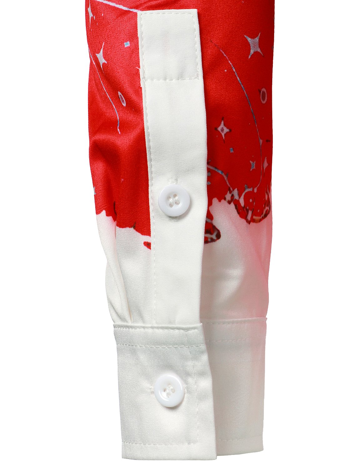 Camisa de homem inspirada no Natal, vermelha, divertida, com botão, de manga longa