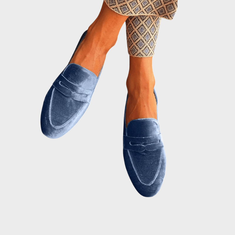 Olivia | Loafers azul de veludo