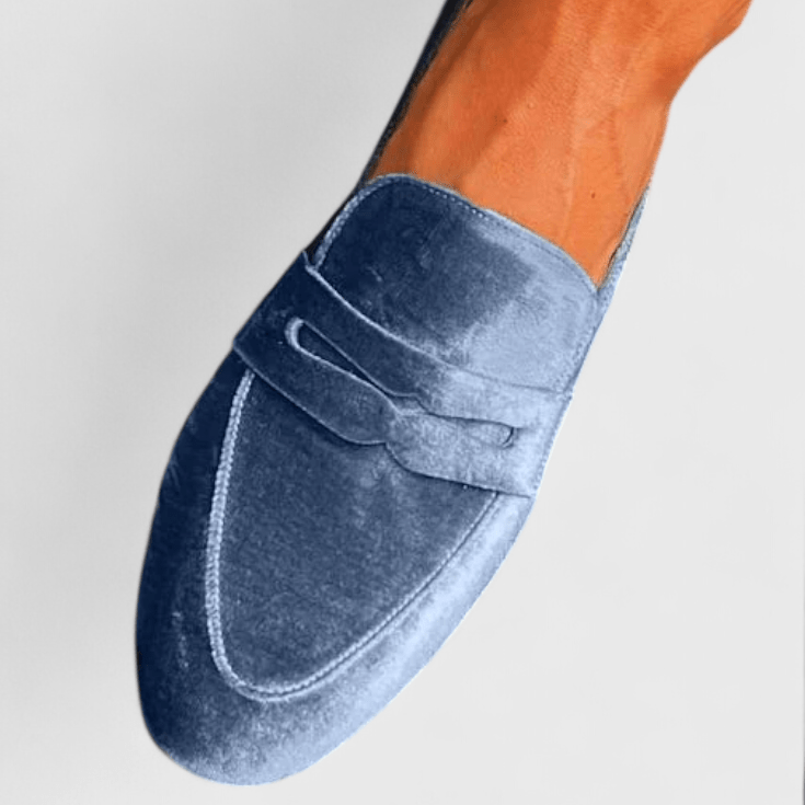 Olivia | Loafers azul de veludo