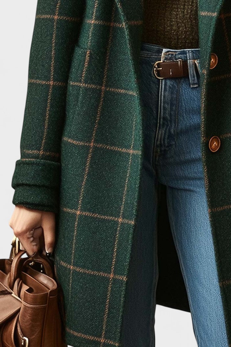 Yrsa™ | Elegante casaco de tweed em padrão xadrez