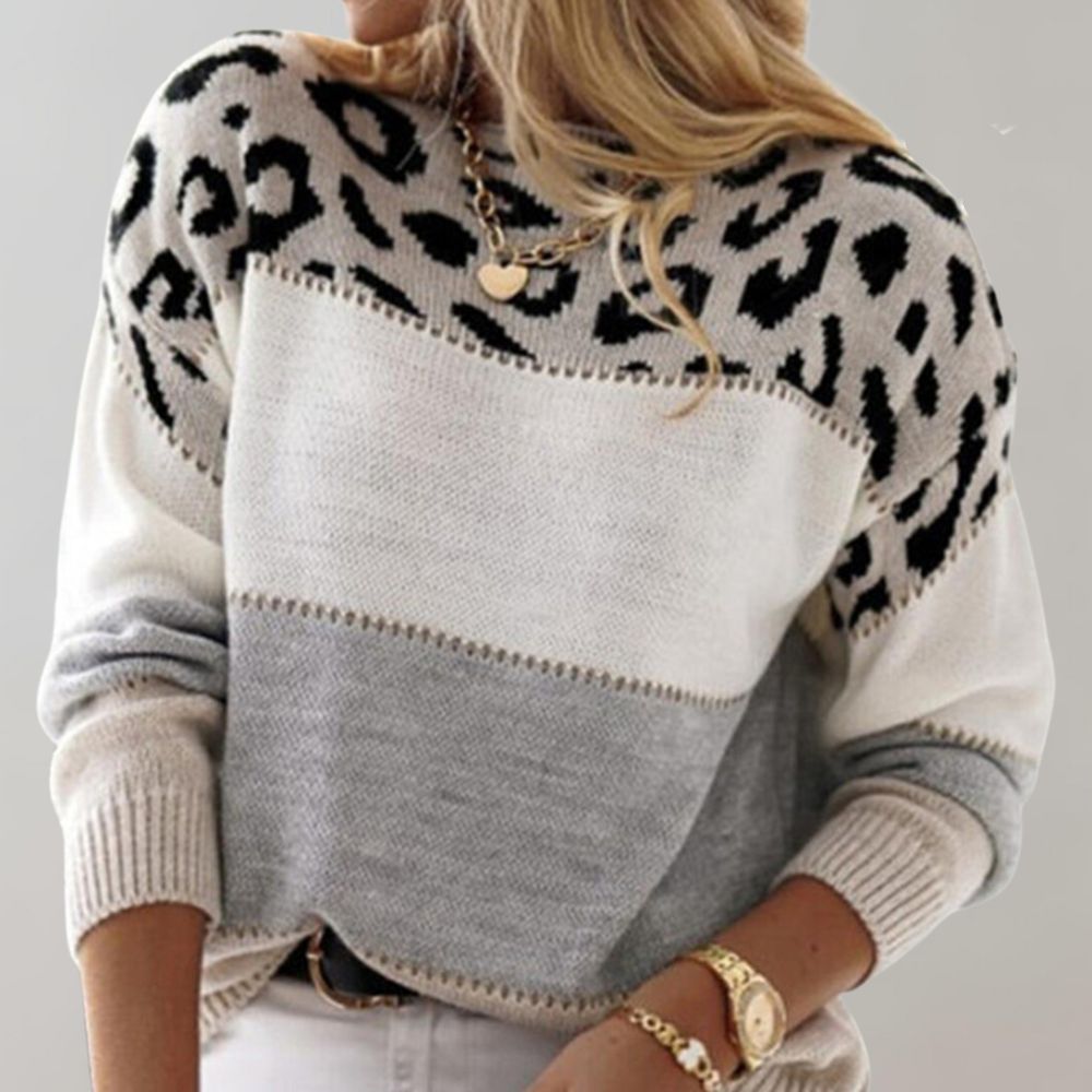 Charlene – Pullover Casual com Padrão Leopardo