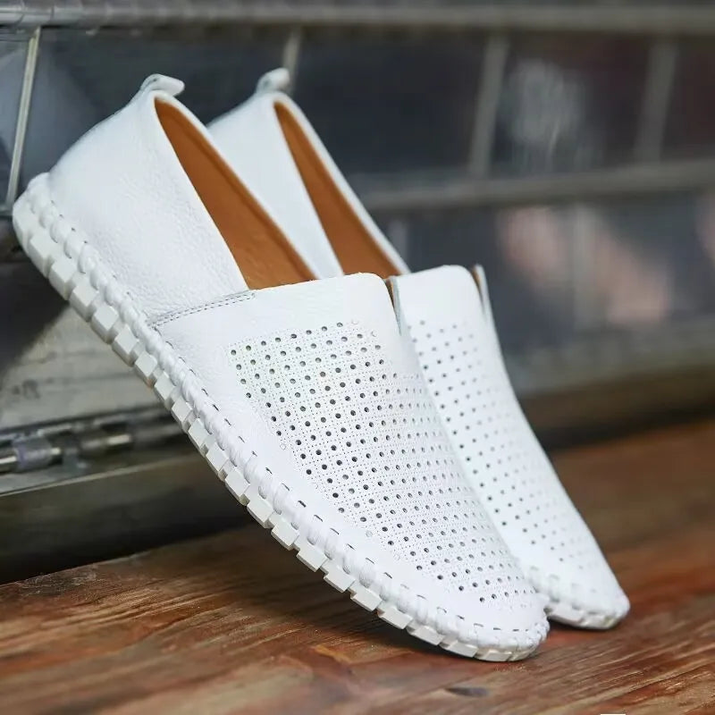 Elegantes Loafers de Couro Respirável