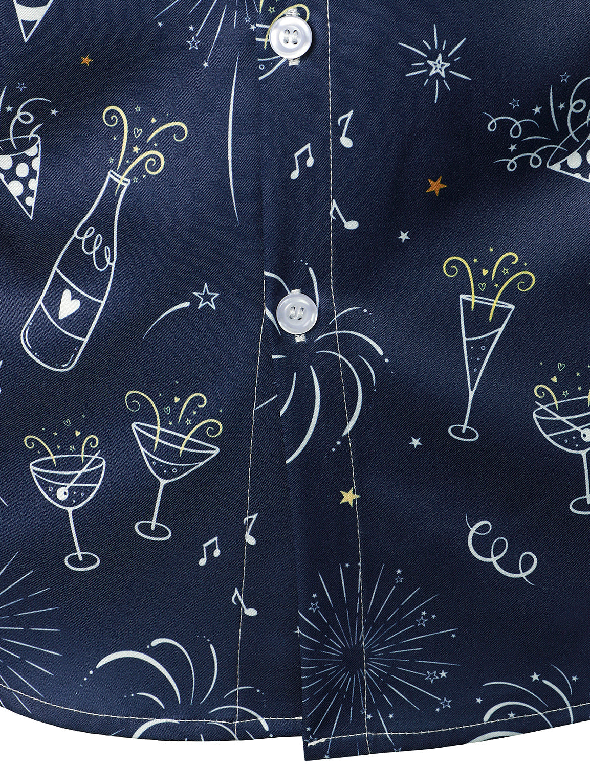Camisa de Manga Longa Azul para Festa de Fim de Ano de Fogos de Artifício