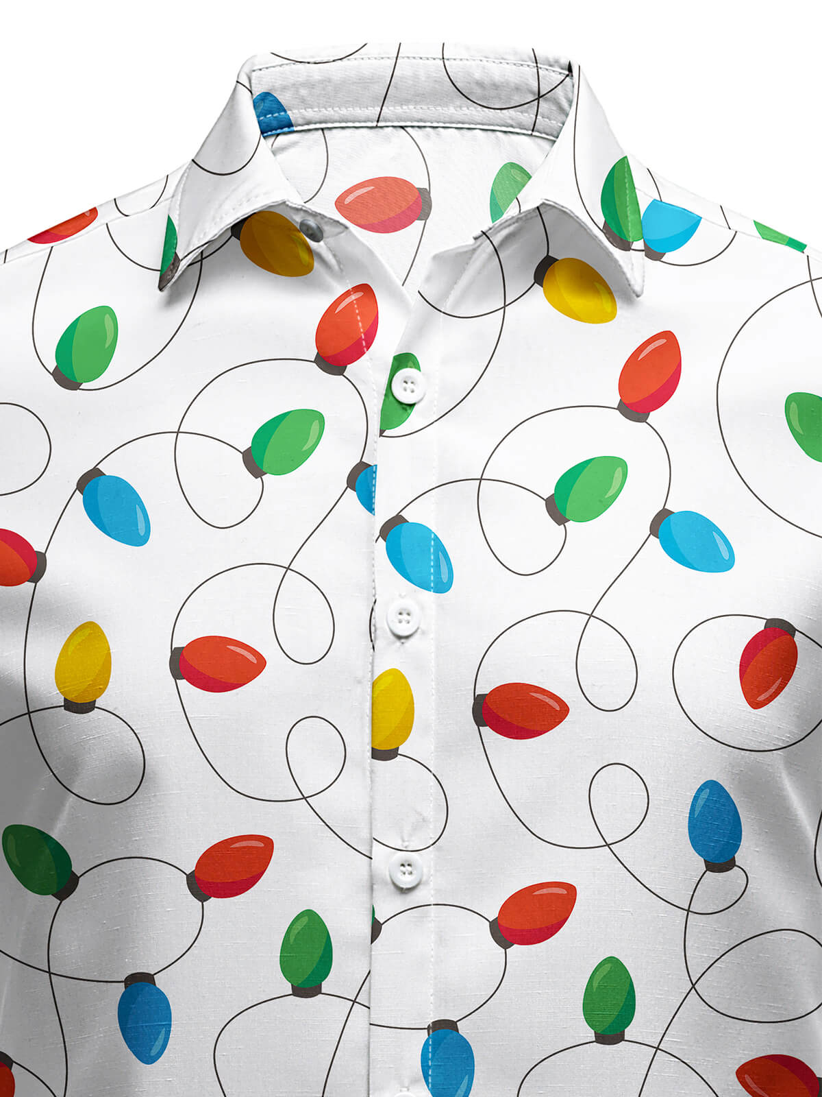 Camisa de Natal de Manga Longa para Homem com Luzes de Fada