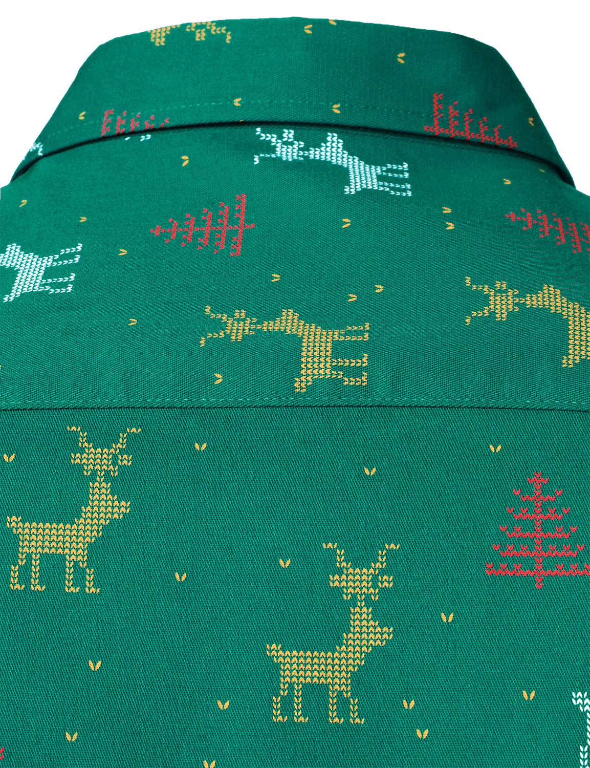 Camisa de Manga Longa Verde com Impressão de Alce de Natal para Homem