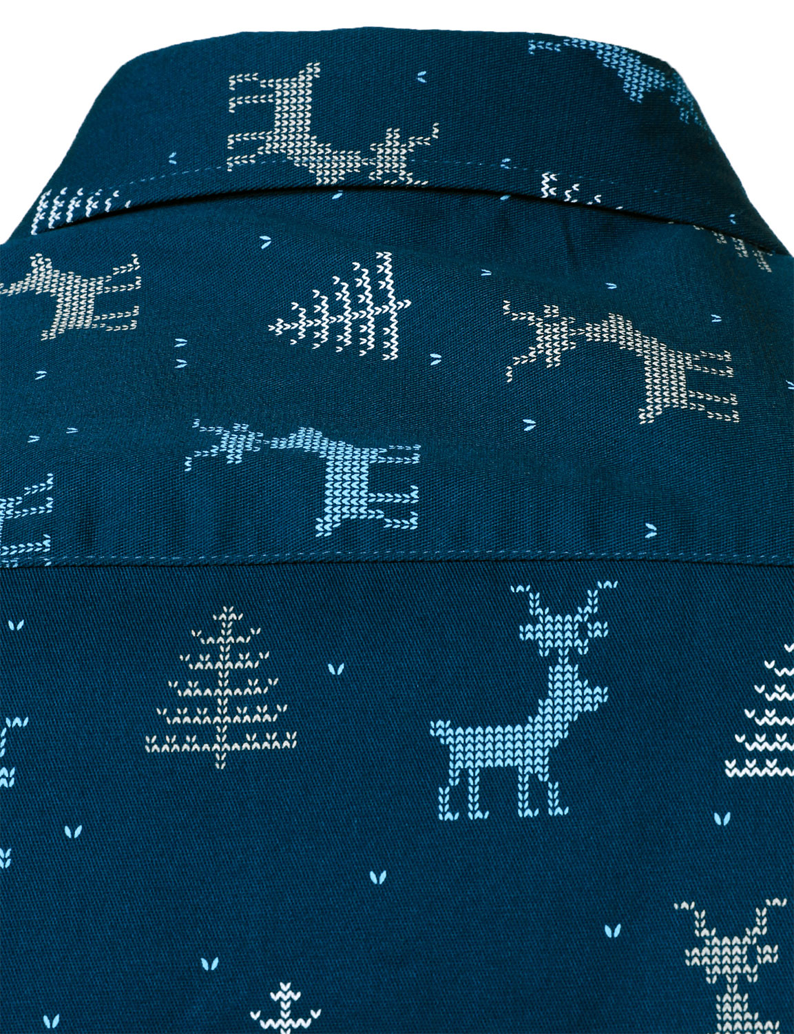 Camisa de Manga Longa Masculina com Estampa de Alce de Natal Respirável Azul Marinho