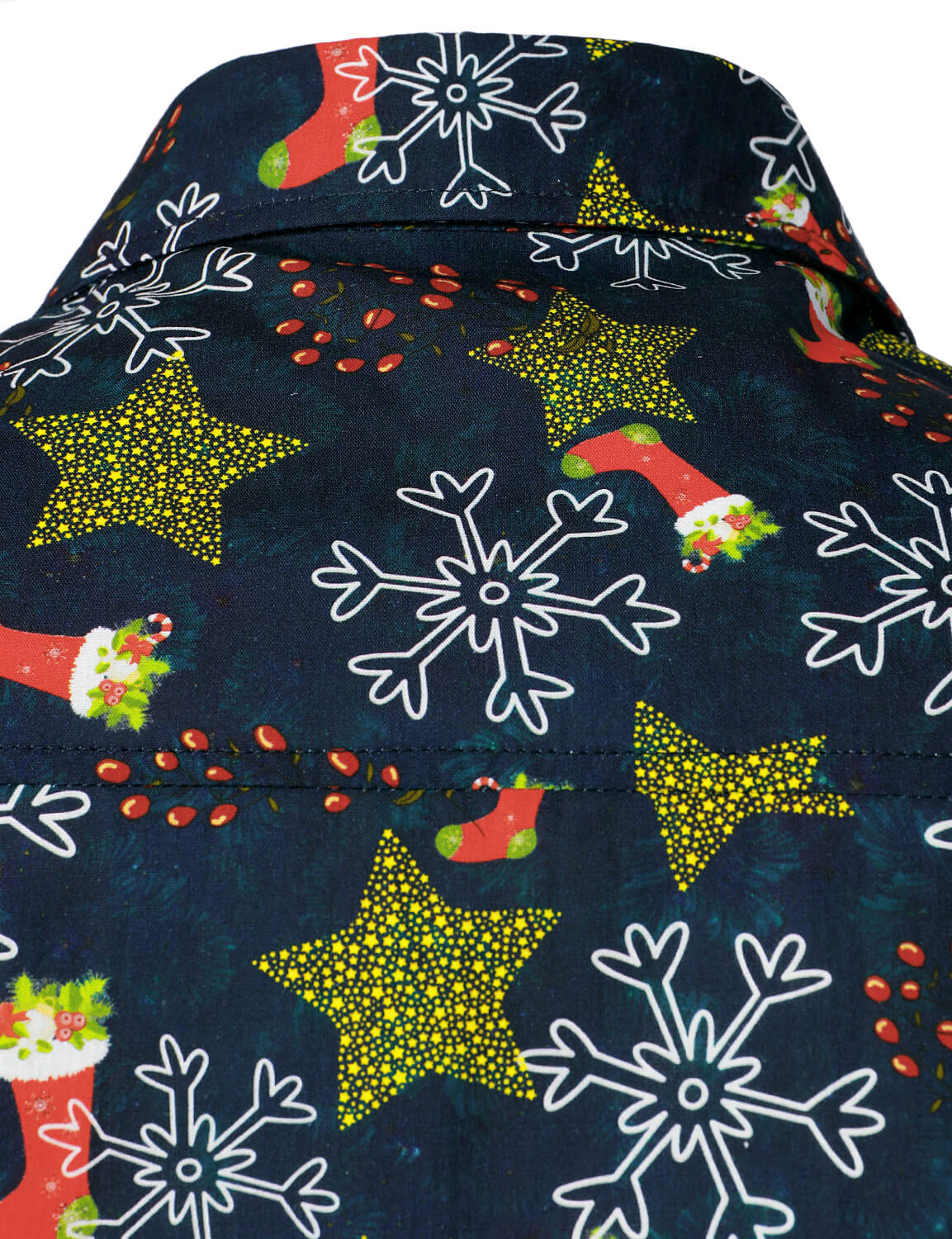 Camisa de Manga Longa de Algodão para Homens com Estampa de Natal