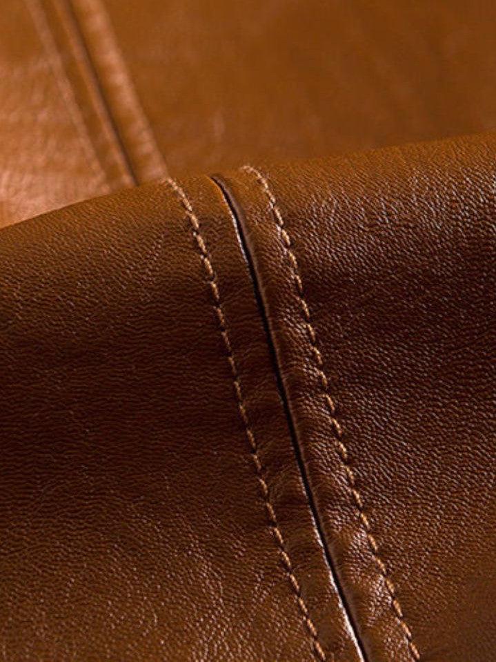 Jonas™ | Casaco de Couro Cor Caramelo