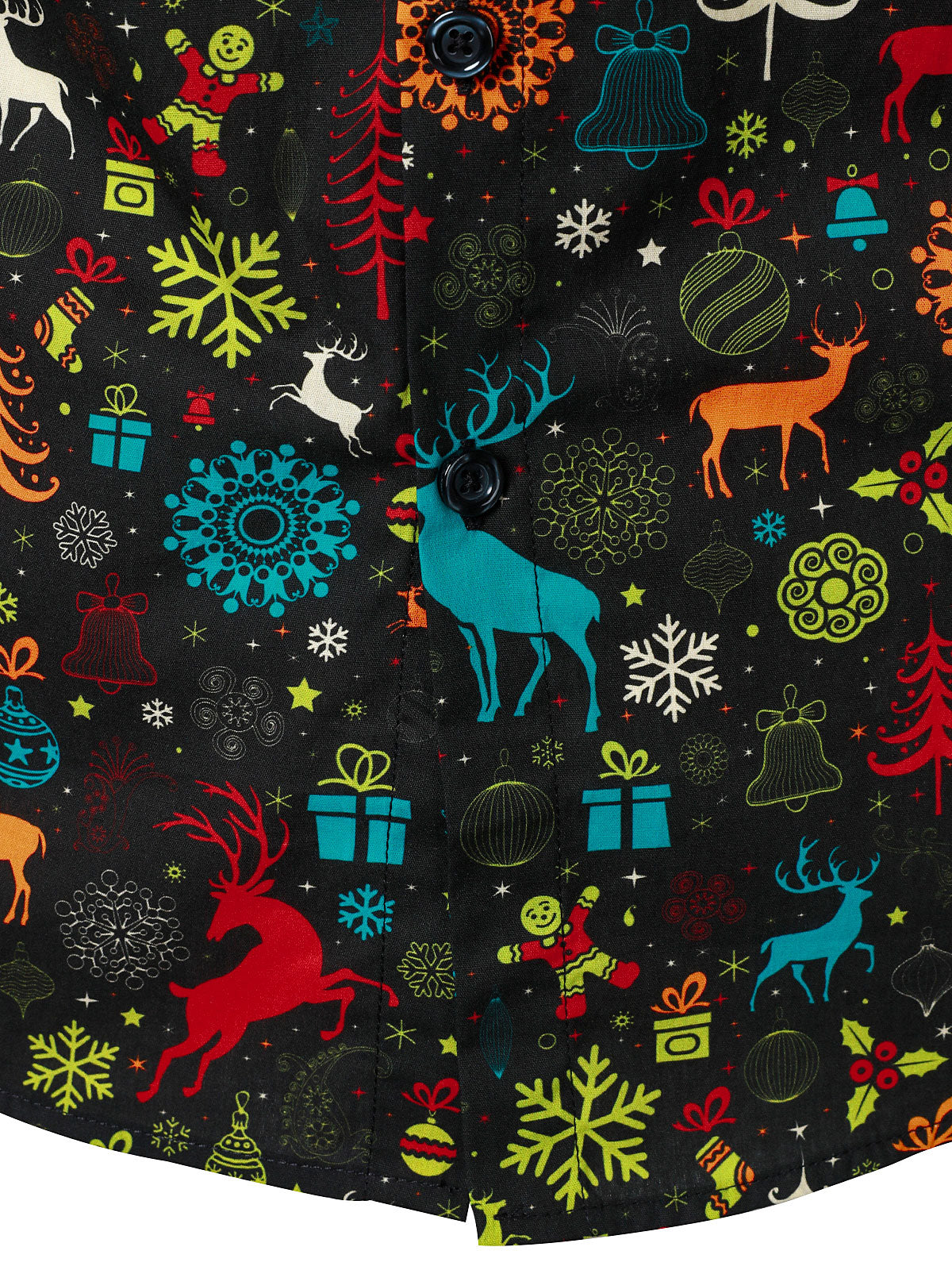 Camisa de Manga Longa de Natal Divertida para Homens com Renas e Flocos de Neve