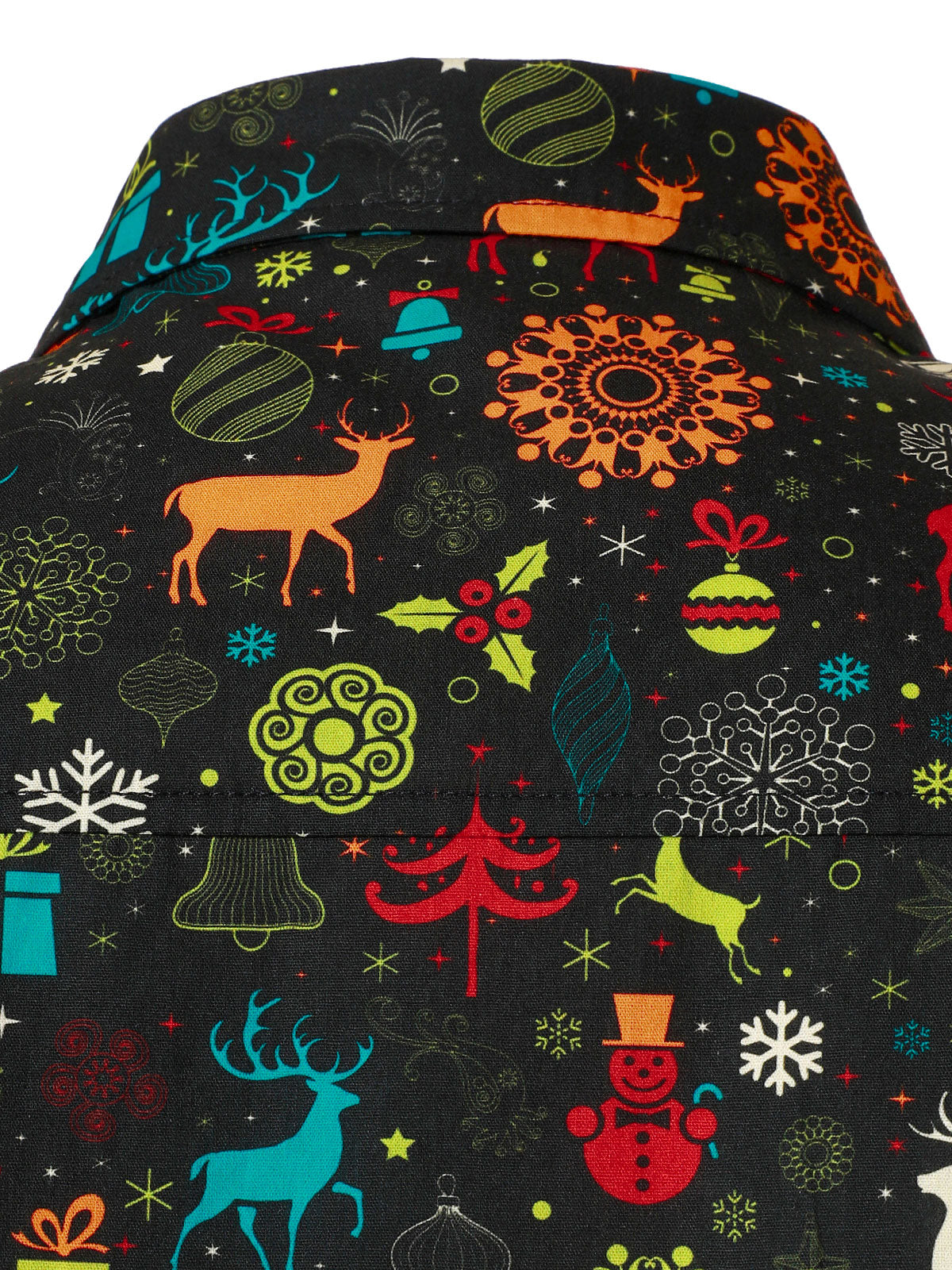 Camisa de Manga Longa de Natal Divertida para Homens com Renas e Flocos de Neve