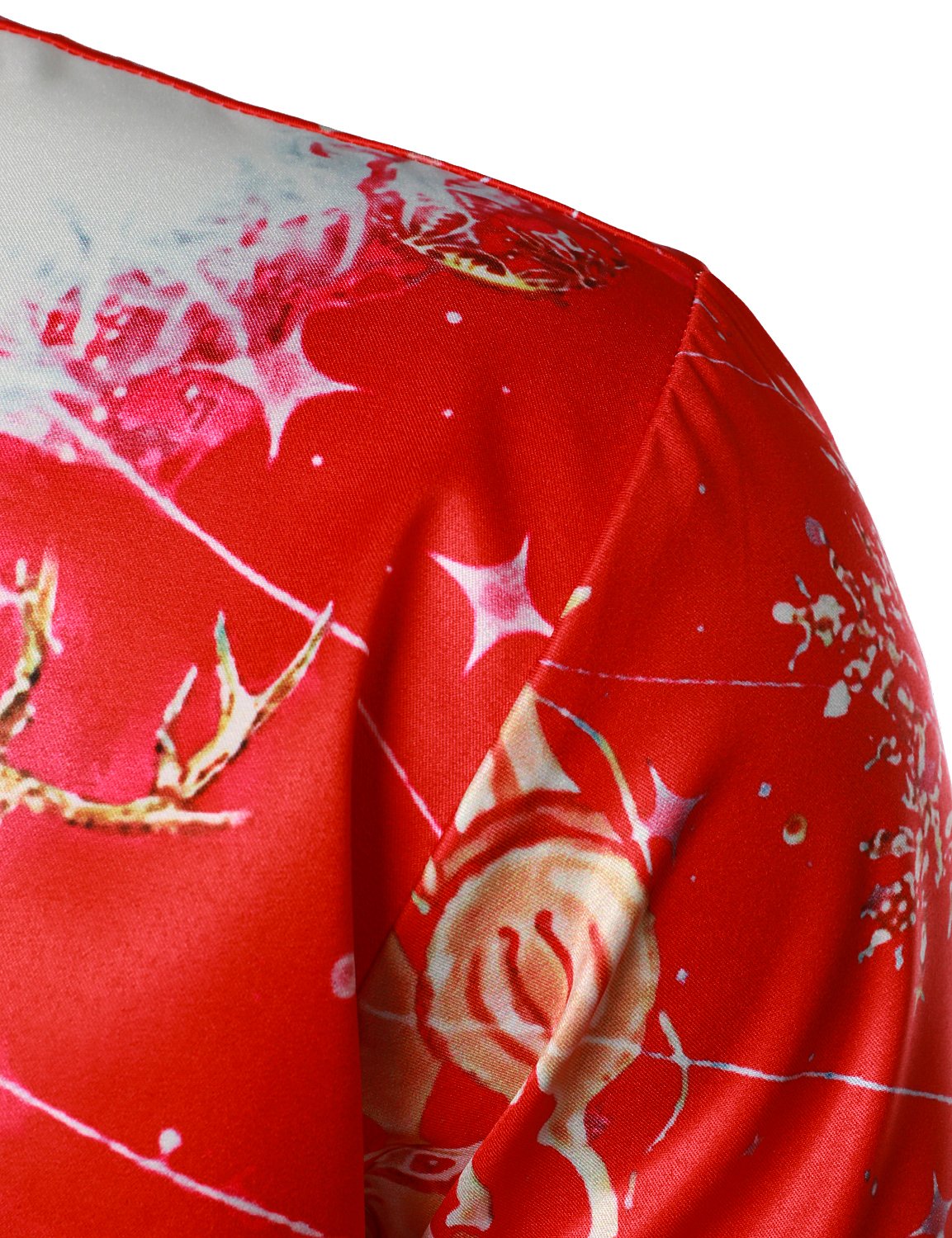 Camisa de homem inspirada no Natal, vermelha, divertida, com botão, de manga longa