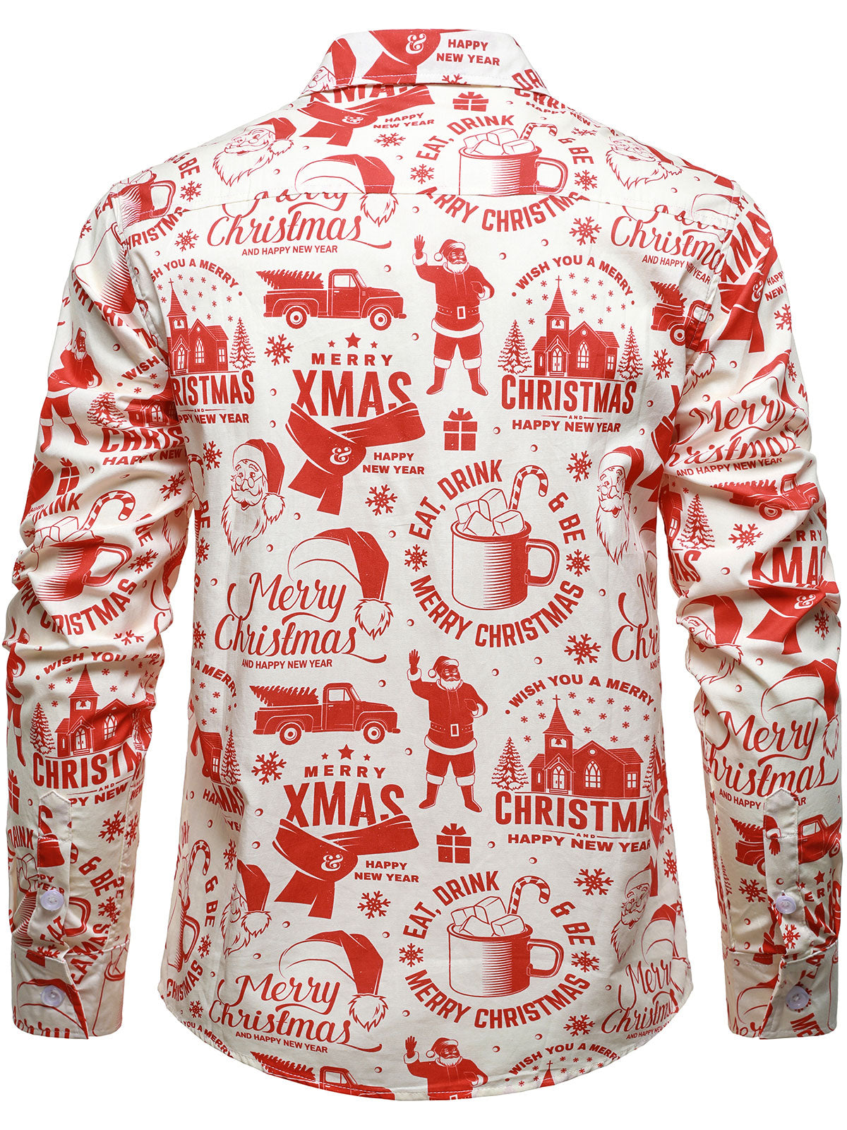 Sweater de Natal para homens em bege com design vintage divertido e mangas longas