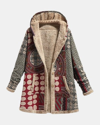 Scarlet | Casaco Sherpa Geométrico Bourgogne