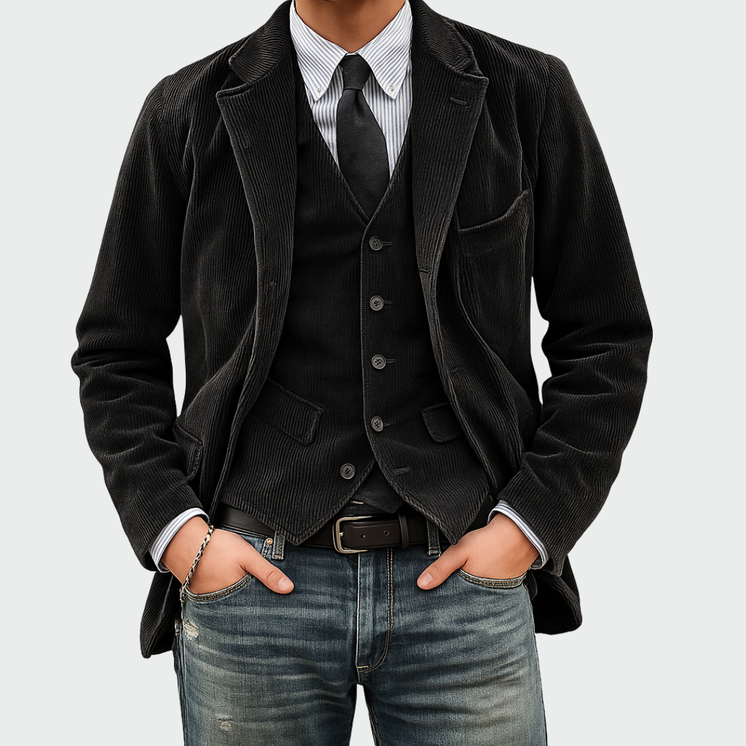 Tom™ - Completo 2 peças: Blazer e Gilet em Veludo